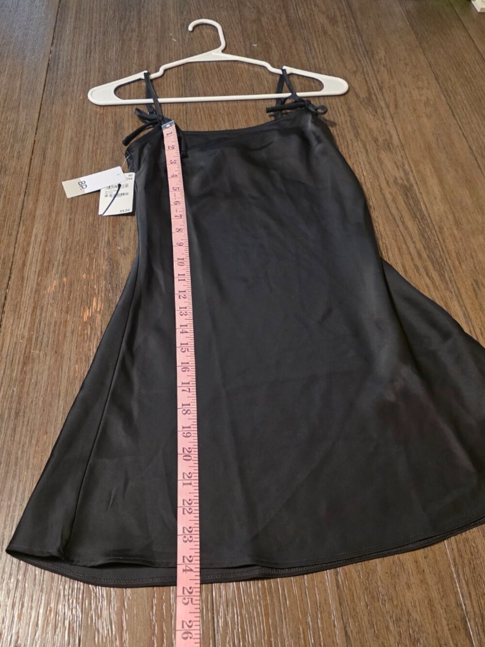 BP Bow Strap Satin Mini Slip Dress NWT Black XS Coquette Party Dress - Picture 3 of 10